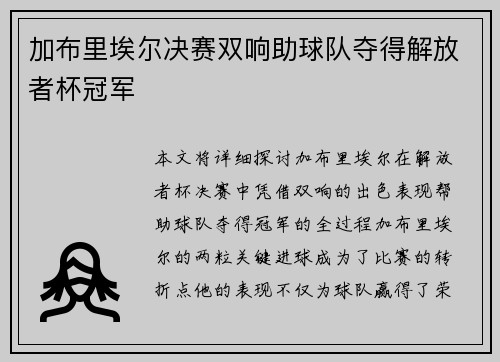 加布里埃尔决赛双响助球队夺得解放者杯冠军